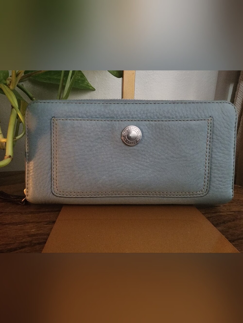 Vintage Coach Chelsea Pebbled Leather Hobo Bag + Wallet Set 🩵🤎 - Picture 6 of 8